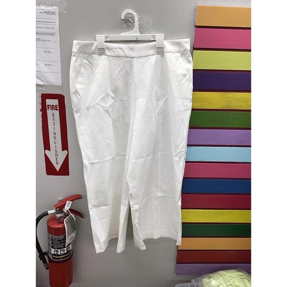 Isaac mizrahi live! 24/7 stretch wide leg cropped pants size 14 reg white